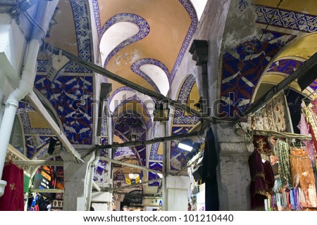 ISTANBUL, TURKEY - JULY 13: Grand Bazaar on July 13, 2011 in Istanbul, Turkey. Grand Bazaar is the biggest bazaar in Istanbul