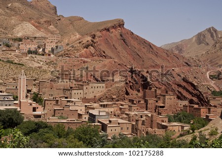 View of village in Dades Gorges, Morocco