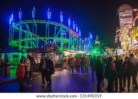 BONN, GERMANY - SEPTEMBER 11: Unidentified people on Putzchen fair on September 11, 2012 in Bonn, Germany. It is a traditional funfair founded in 1367.