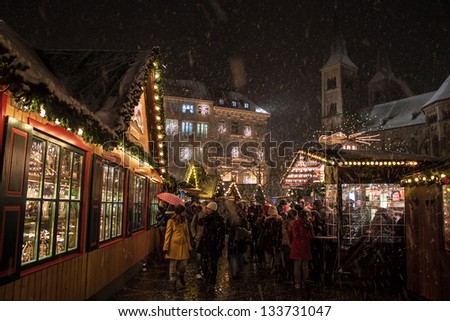 BONN, GERMANY - DECEMBER 7: Christmas market on December 7, 2012 in Bonn, Germany. There are 170 stalls at this market.