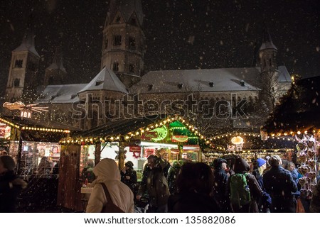 BONN, GERMANY - DECEMBER 7: Christmas market on December 7, 2012 in Bonn, Germany. There are 170 stalls at this market.