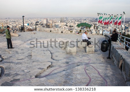 MASHHAD, IRAN - FEBRUARY 23: People at a viewpoint in Mashhad, Iran on February 23, 2013. This place is also memorial of Iraq-Iran war.