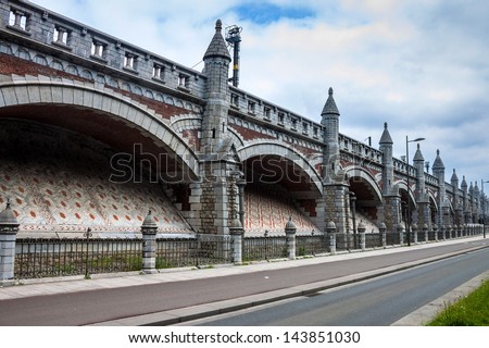 Ramparts along the train line to the central station in Antwerp, Belgium