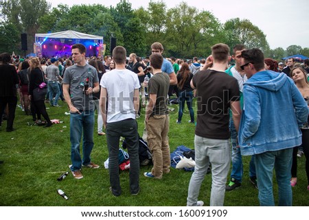 BONN, GERMANY - MAY 3: People visit Panama Open Air Festival in Rheianue in Bonn, Germany on May 3, 2013. Bonn is former capital of Germany with population of 330,000.