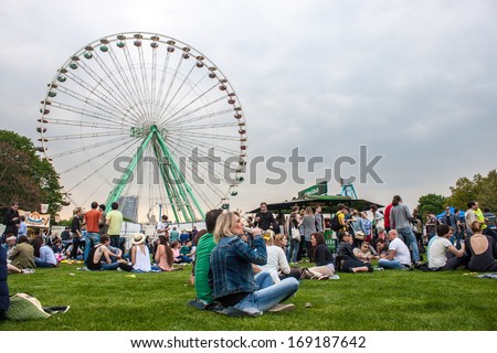 BONN, GERMANY - MAY 3: People visit Panama Open Air Festival in Rheianue in Bonn, Germany on May 3, 2013. Bonn is former capital of Germany with population of 330,000.