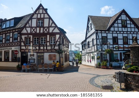 RHONDORF, GERMANY - JUNE 11: Traditional village houses in Rhondorf, Germany on June 11, 2013. Rhondorf is a village, where German chancellor Adenauer lived.