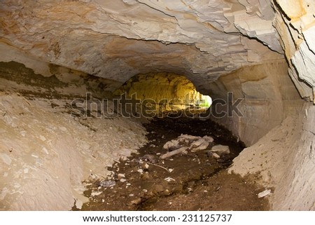 Natural tunnel in Cappadocia, Turkey