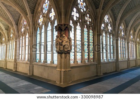 BURGOS, SPAIN - OCT 19: Interior of Cathedral of Santa Maria on Oct 19, 2014 in Burgos, Spain. It is famous for its size and architecture style and is declared a UNESCO World Heritage Site.