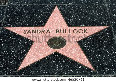 HOLLYWOOD - FEBRUARY 10: Sandra Bullock\'s star at the Walk of Fame. She\'s nominated for Actress in a Leading Role at the Academy Awards for her movie The Blind Side, on February 10, 2010 in Hollywood, California.