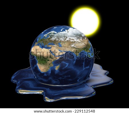 Environmental disaster concept of Earth melting under the sun. Elements of this image furnished by NASA