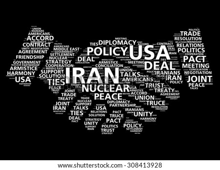 Handshake word cloud based on United States and Iran nuclear peace deal