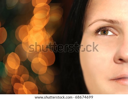 Half woman face with copy-space on side