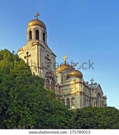 The Cathedral of the Assumption in Varna, Bulgaria. Completed in 1886, and also known as the Dormition of the Theotokos Cathedral.