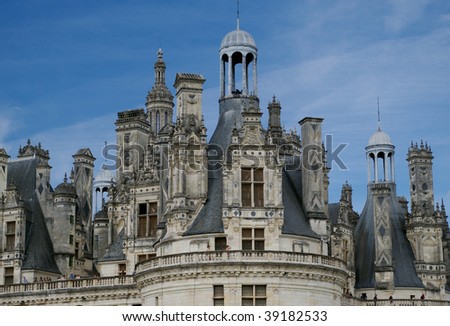 detail towers of french castle chambord