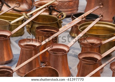 copper kettle and other same metal objects