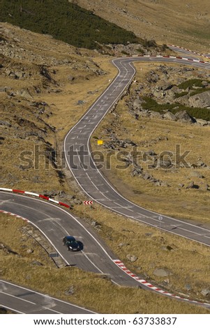 high altitude asphalt curve road in mountain