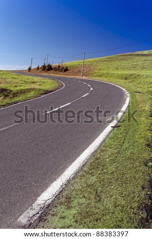 Mountain road curve in Romania - Transylvania