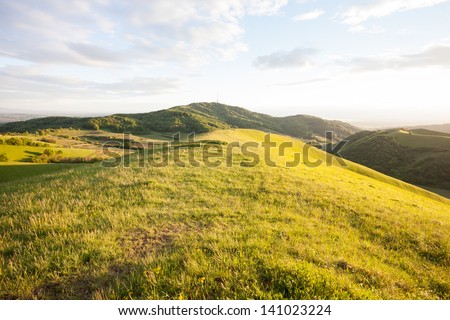 grassy hills on kaiserstuhl mountain near freiburg
