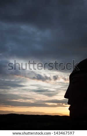 silhouette of face in sunset