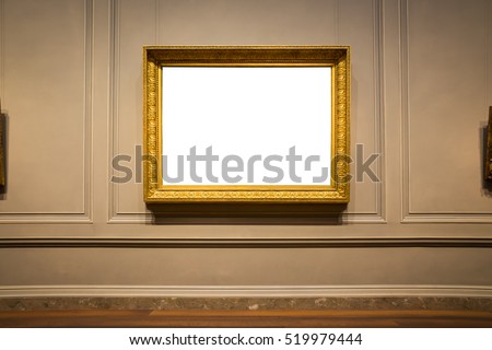 Ornate Picture Frame Art Gallery Museum Exhibit Interior White Clipping Path Isolated