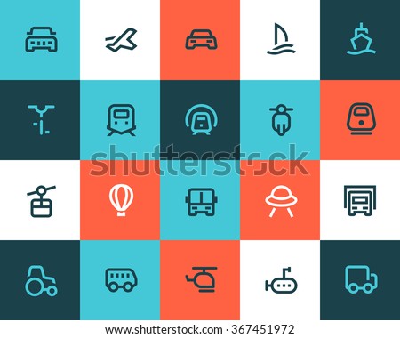 Transportation icons. Flat style