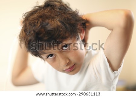 Bed time - boy drying hair - very shallow depth of field