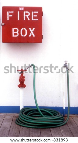 fire box and hose in saturated colors