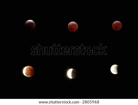 different phases of a moon eclipse. March 3 2007