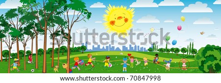 زيني موضوع بهذه الصور Stock-vector-little-kids-play-on-the-playground-70847998