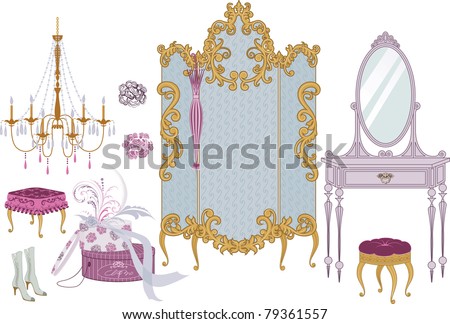Room Decorating on Decor Items Of Dressing Room In Victorian Style Stock Vector 79361557