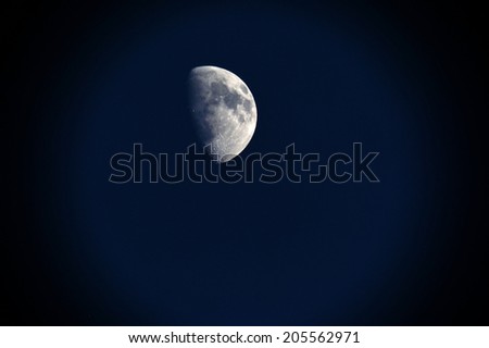 Isolated first quarter moon