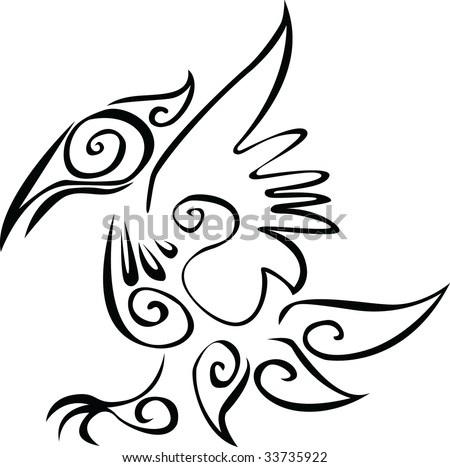 stock vector Tattoo of fantastic raven