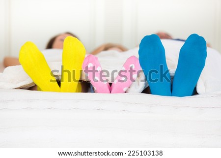 Happy family at home. Winter comfort and relaxation concept