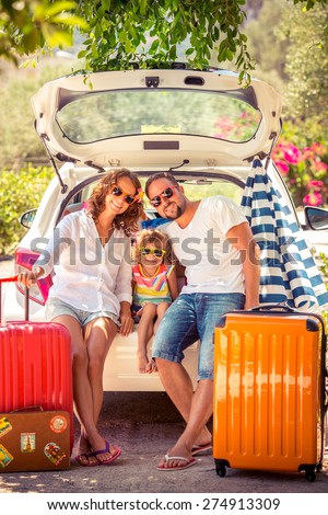 Family going on summer vacation. Car travel concept