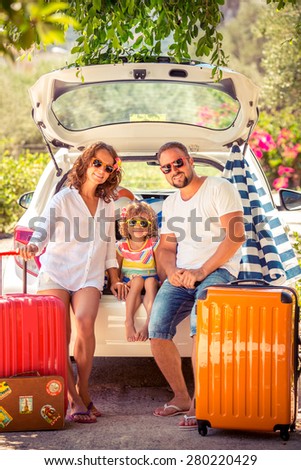 Family going on summer vacation. Car travel concept