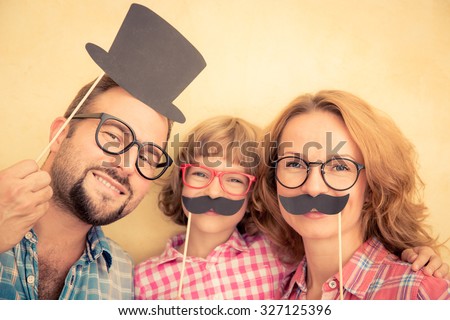 Family with fake mustache