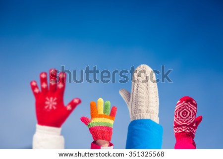 Freedom People Family Hands Blue Sky Background