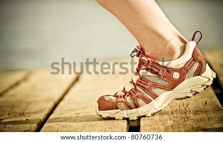 Foot of jogging person