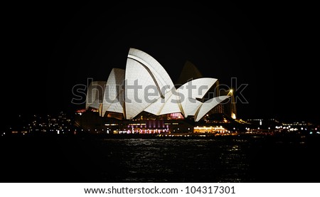 SYDNEY, AUSTRALIA - JUNE 1: Sydney Opera House shown during Vivid Sydney on June 1, 2012 in Sydney, Australia. Vivid Sydney is a Festival of Light, Music & Ideas.