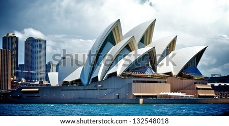 SYDNEY - FEBRUARY 12: Sydney Opera House view on February 12, 2012 in Sydney, Australia. The Opera House\'s a famous arts center. It\'s designed by Danish architect Jorn Utzon, finally opening in 1973.