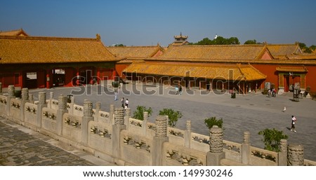 BEIJING, CHINA - SEPTEMBER 12: The Forbidden City  in Beijing, China on September 12, 2010. For almost 500 years, The Forbidden City was the Chinese imperial palace. It is the Palace Museum now.
