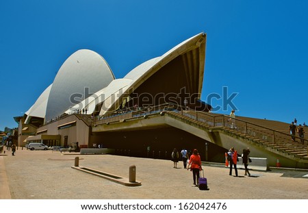 SYDNEY - NOVEMBER 6: Sydney Opera House view on November 6, 2013 in Sydney, Australia. The Sydney Opera House is a famous arts center. It was designed by Danish architect Jorn Utzon.