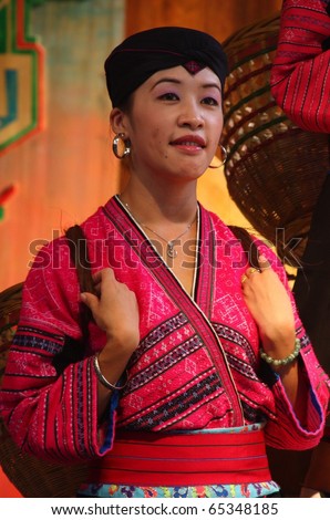 LONGJI, CHINA - SEPTEMBER 20: The Long Hair Women Show in Longji Yao Village, China on September 20, 2010