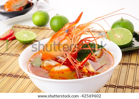 thai tom yum soup - hot and sour soup ,tom yum goong