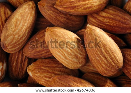 almond nuts macro close up. top eye view
