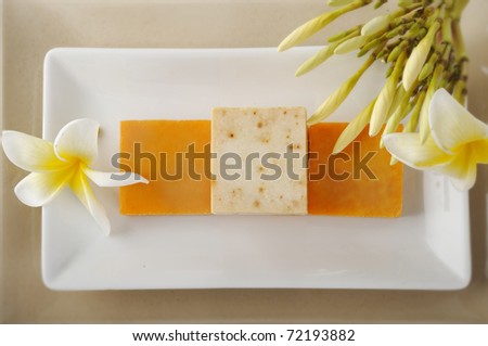 handmade soap on white dish