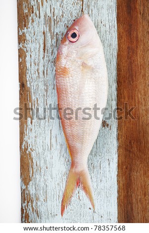 one fish on wood background