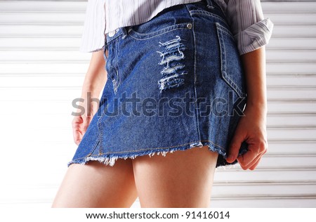 Girl in miniskirt