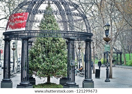 NEW YORK - NOVEMBER 30: The Christmas tree at Dag Hammarskjold Plaza on November 30, 2012 in New York City.