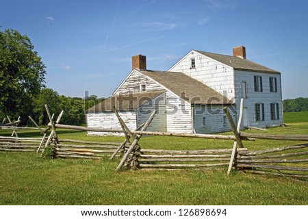 A historic colonial home in Monmouth Battlefield State Park in New Jersey.